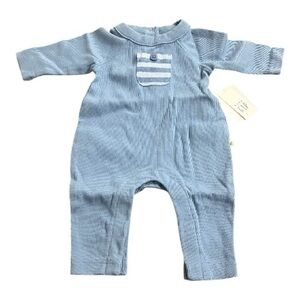 Baby Gap Boy One Piece Romper Outfit, Blue, Long Sleeve, NEW